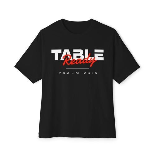 Table Ready Oversized Tee - Psalm 23:5 Faith Graphic Tee | Oversized Edition