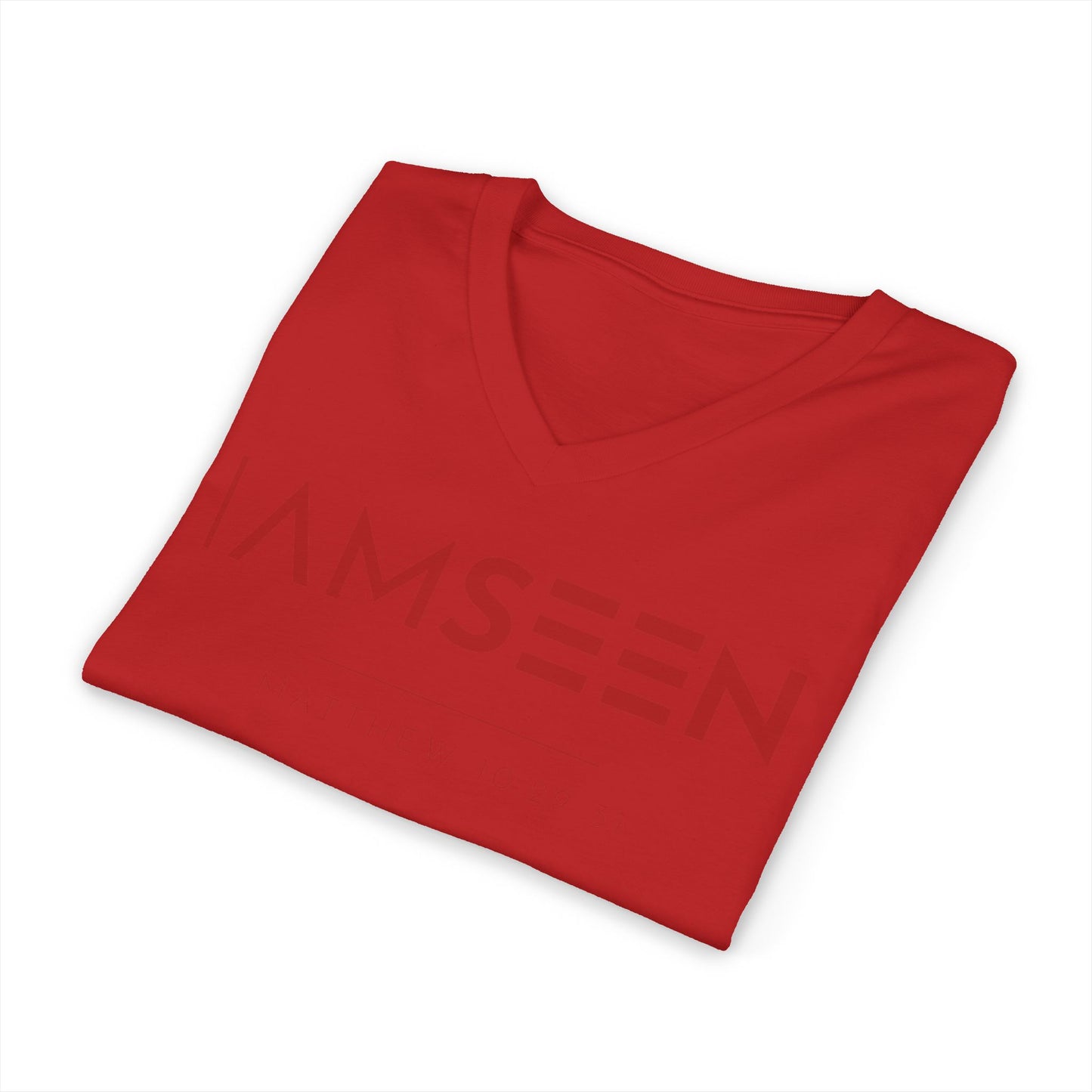 I Am Seen V-Neck Tee - Matthew 10:29-31 Faith Graphic Tee | Monochromatic Edition