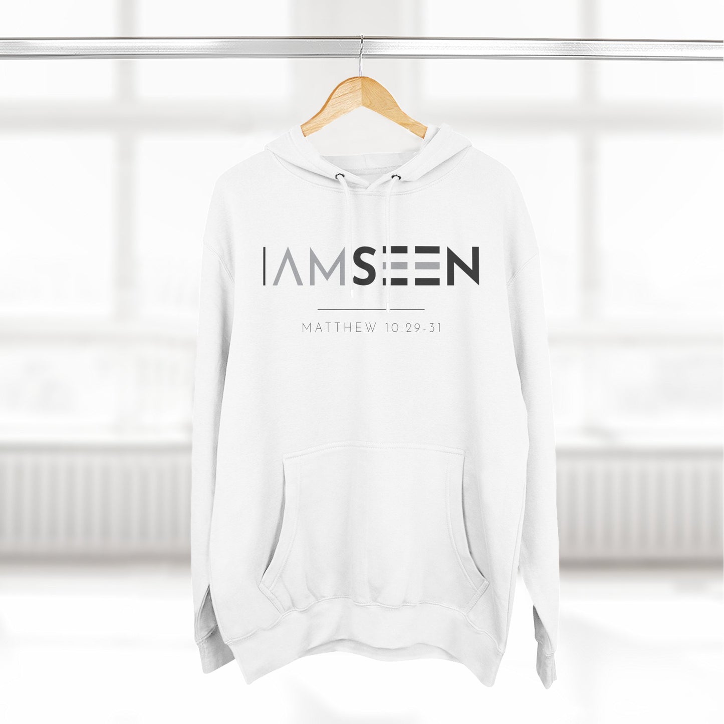 I Am Seen Pullover Hoodie - Matthew 10:29-31 Christian Sweatshirt | Contrast Edition