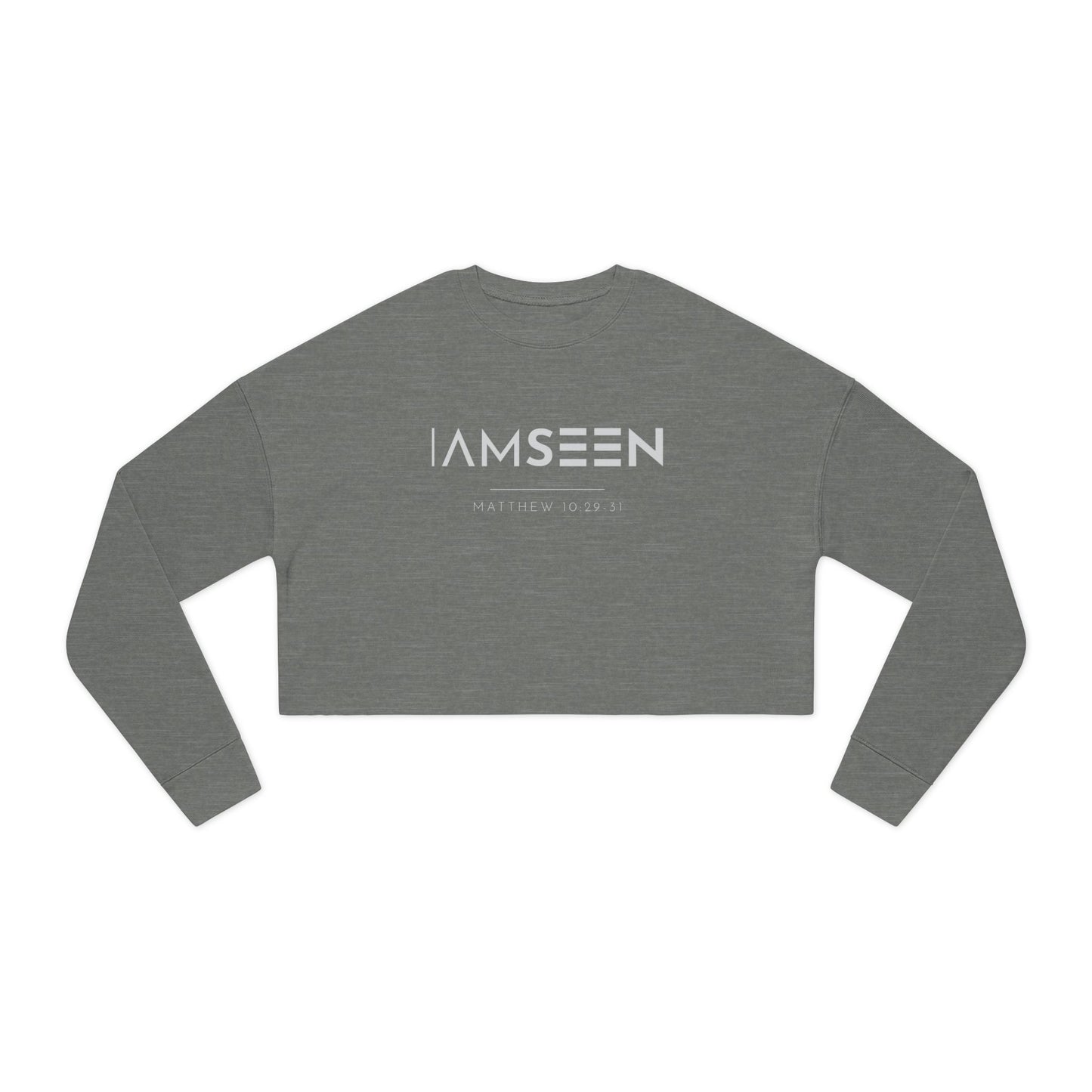I Am Seen Cropped Sweatshirt - Matthew 10:29-31 Faith Graphic | Pure Print Edition
