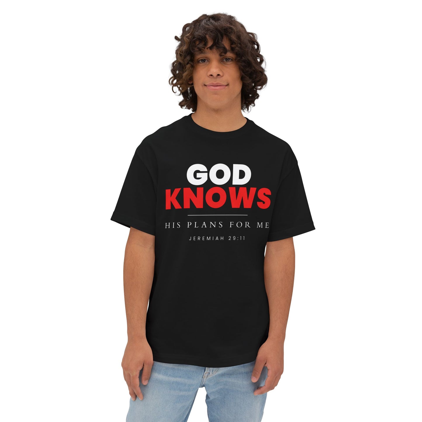God Knows Oversized Tee - Jeremiah 29:11 Faith Graphic Tee | Oversized Edition