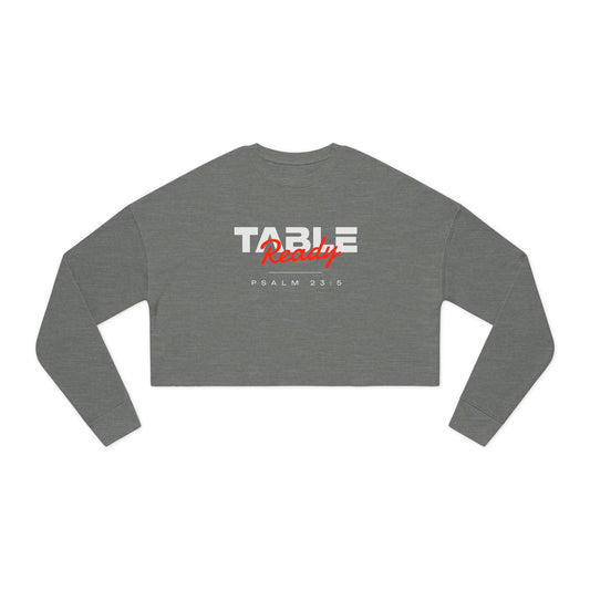 Table Ready Cropped Sweatshirt - Psalm 23:5 Faith Graphic