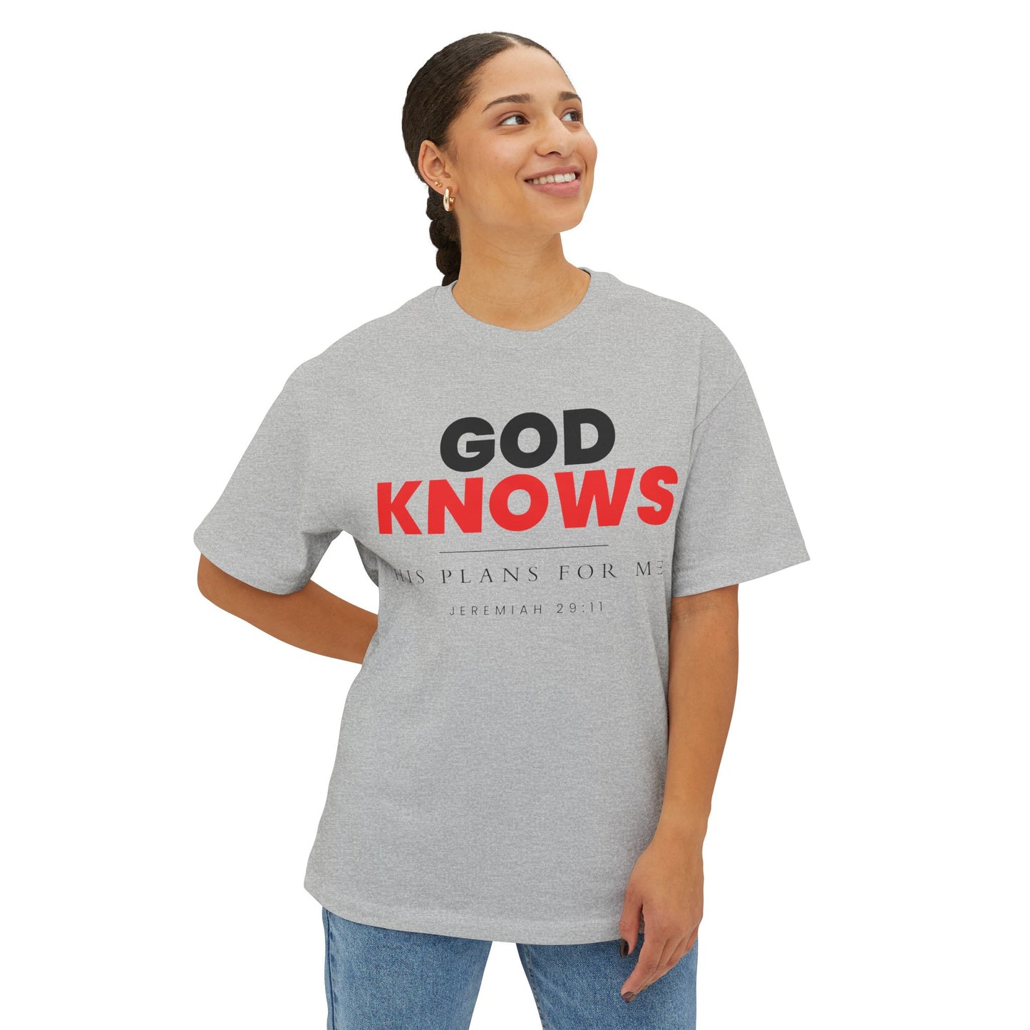 God Knows Oversized Tee - Jeremiah 29:11 Faith Graphic Tee | Oversized Edition