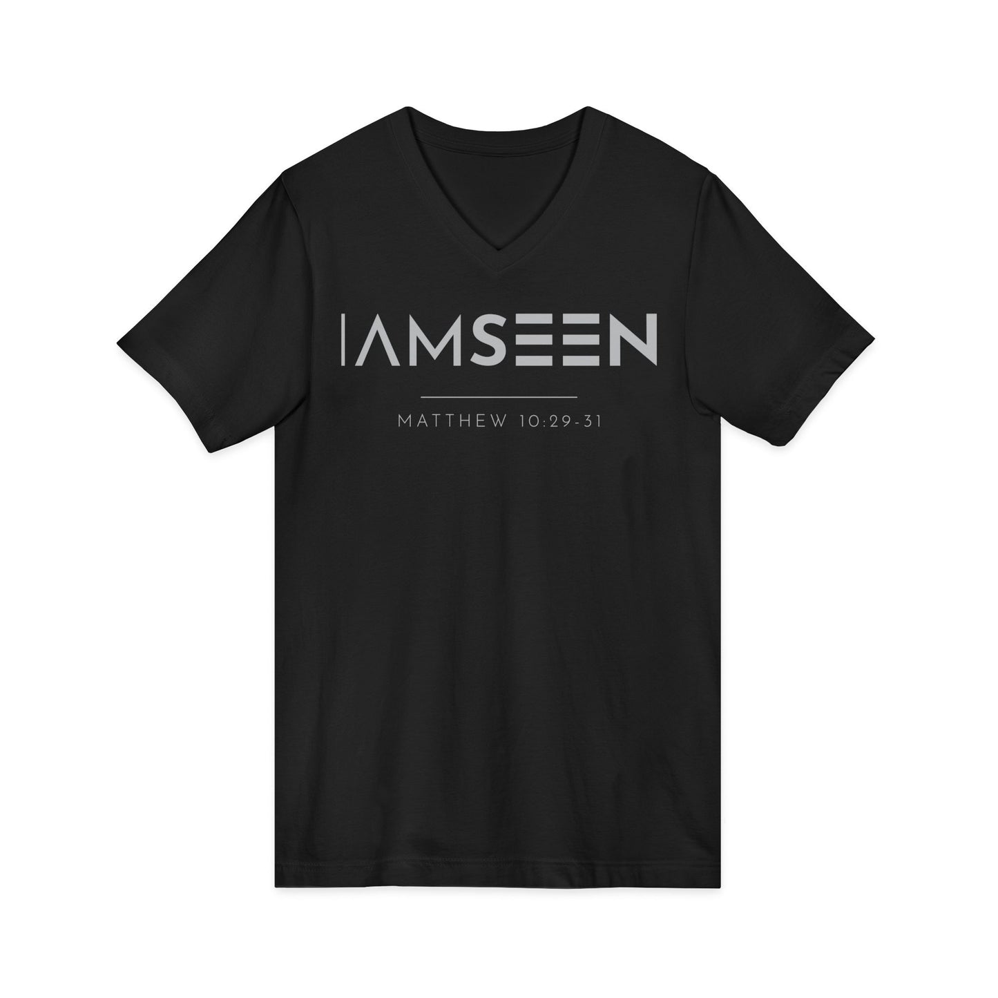I Am Seen V-Neck Tee - Matthew 10:29-31 Faith Graphic Tee | Pure Print Edition