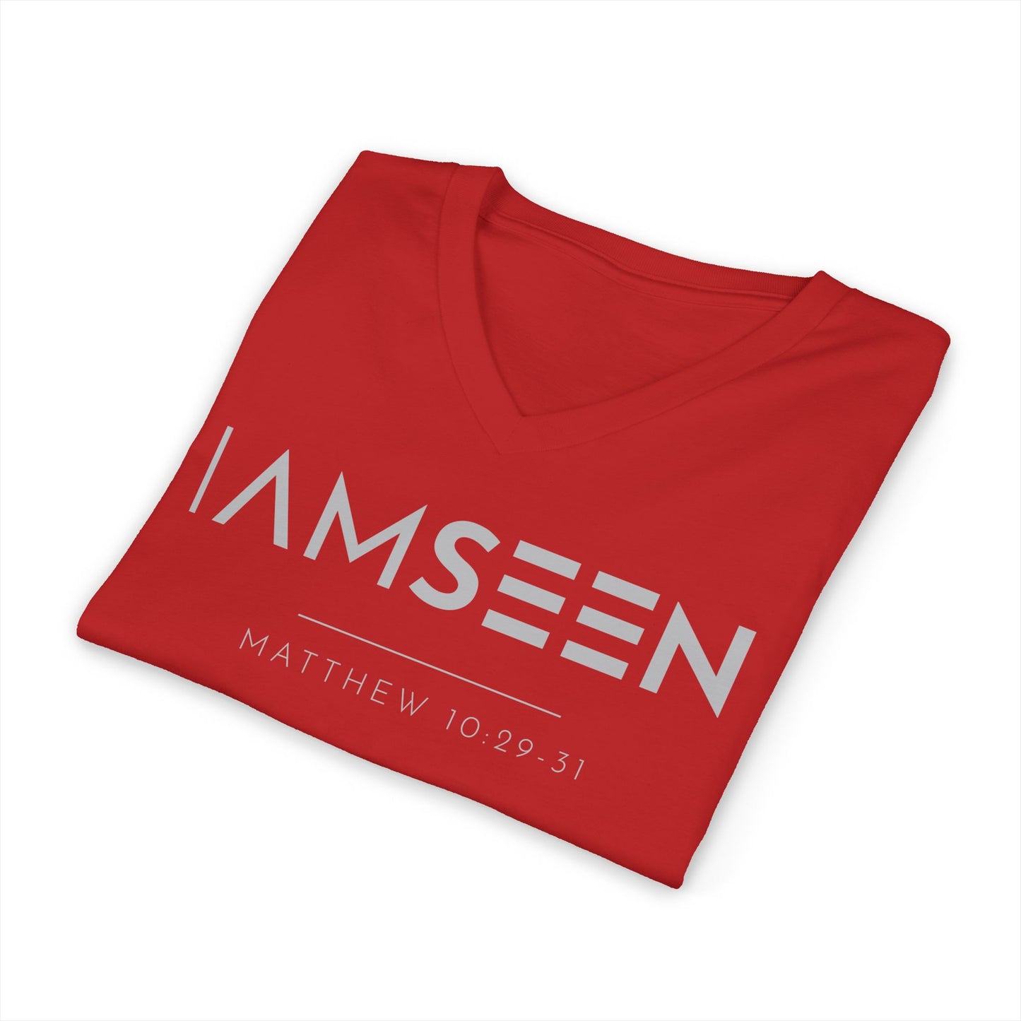 I Am Seen V-Neck Tee - Matthew 10:29-31 Faith Graphic Tee | Pure Print Edition