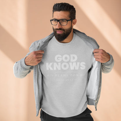God Knows Crewneck Sweatshirt - Jeremiah 29:11 Christian Fleece | Pure Print Edition