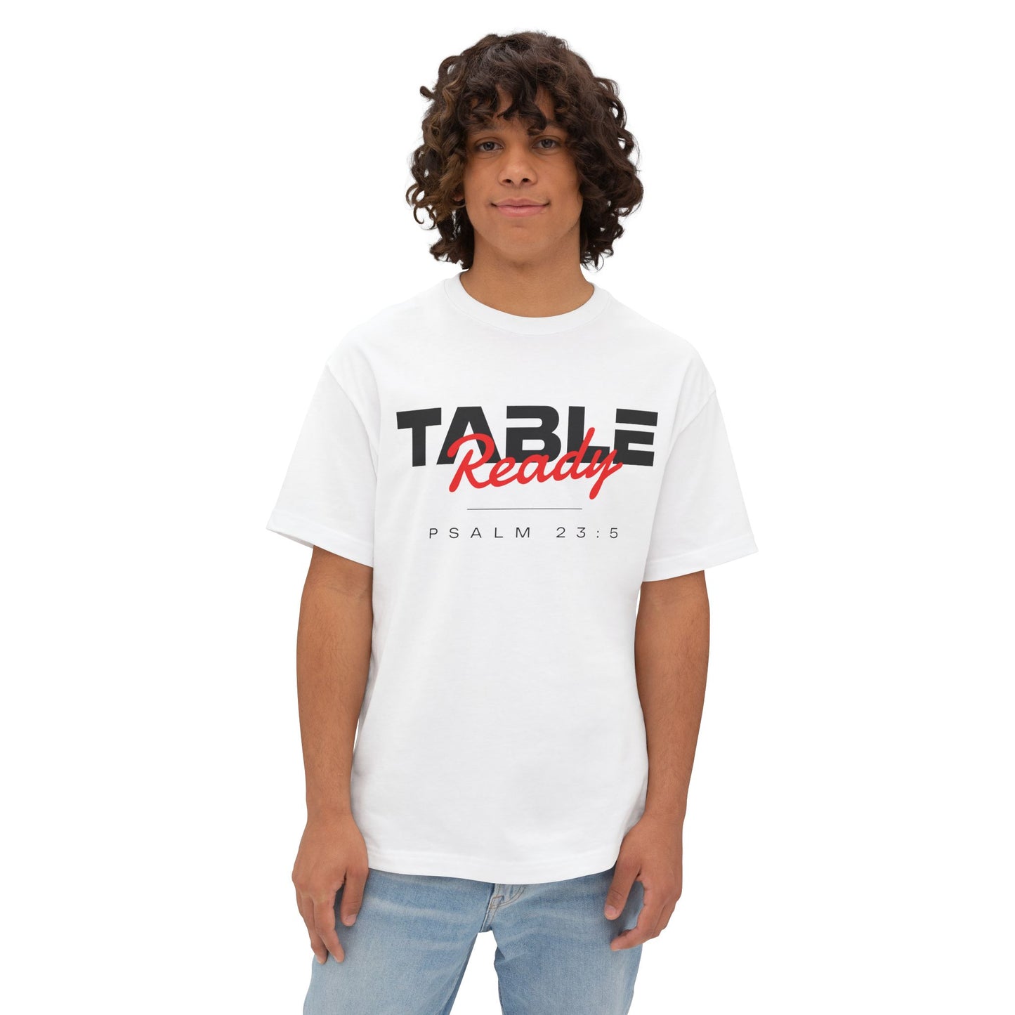 Table Ready Oversized Tee - Psalm 23:5 Faith Graphic Tee | Oversized Edition
