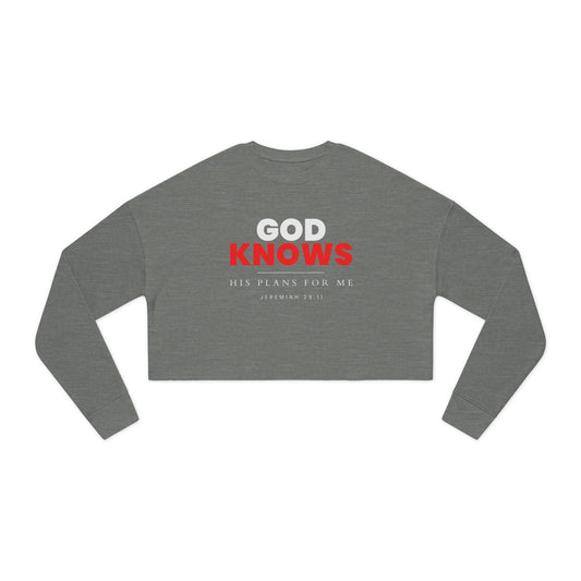 God Knows Cropped Sweatshirt - Jeremiah 29:11 Faith Graphic