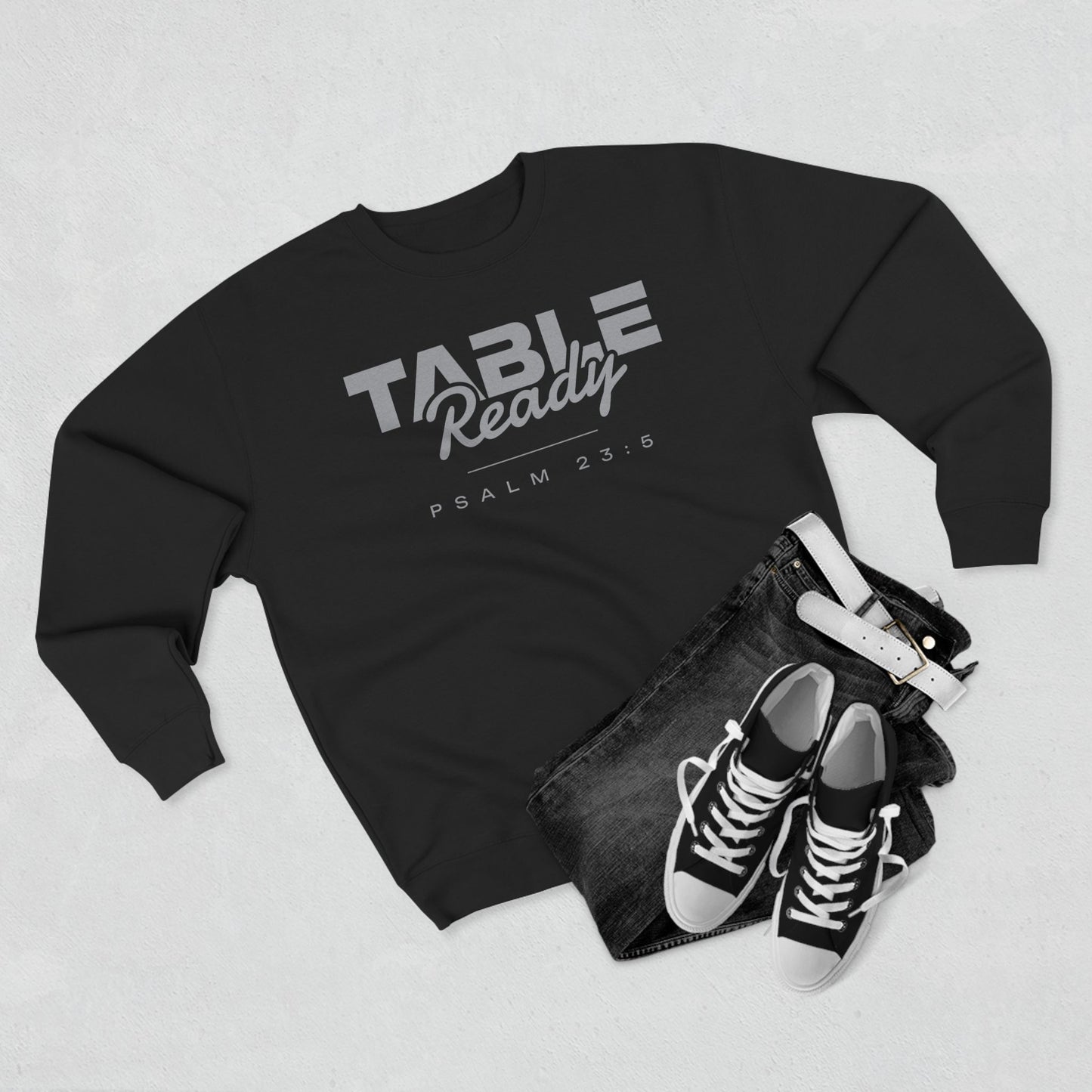 Table Ready Crewneck Sweatshirt - Psalm 23:5 Christian Fleece | Pure Print Edition