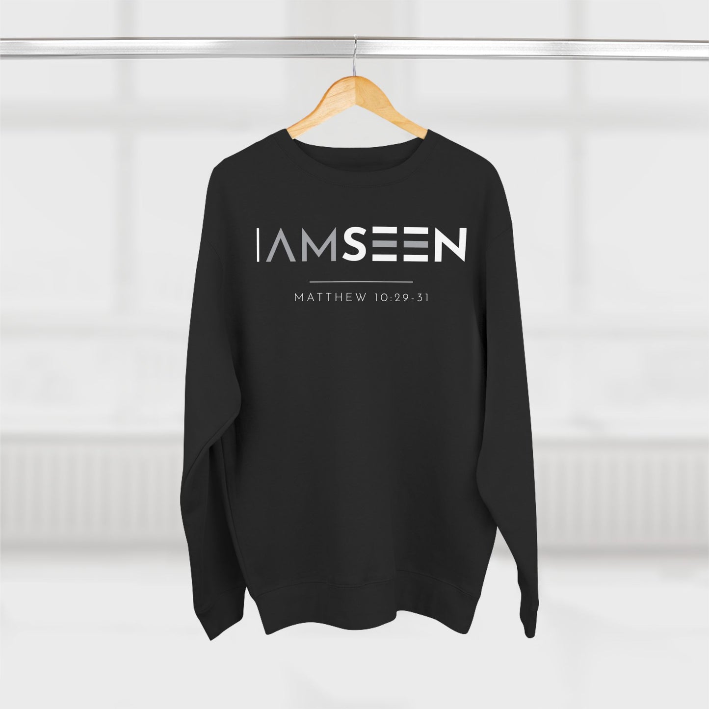 I Am Seen Crewneck Sweatshirt - Matthew 10:29-31 Christian Fleece | Contrast Edition