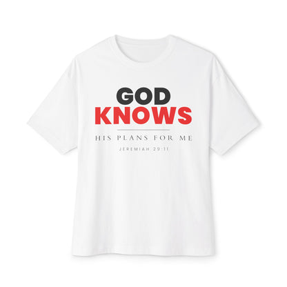 God Knows Oversized Tee - Jeremiah 29:11 Faith Graphic Tee | Oversized Edition
