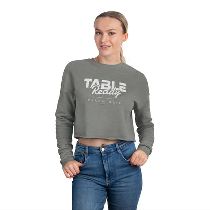 Table Ready Cropped Sweatshirt - Psalm 23:5 Faith Graphic | Pure Print Edition