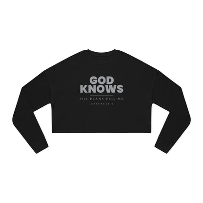 God Knows Cropped Sweatshirt - Jeremiah 29:11 Faith Graphic | Pure Print Edition