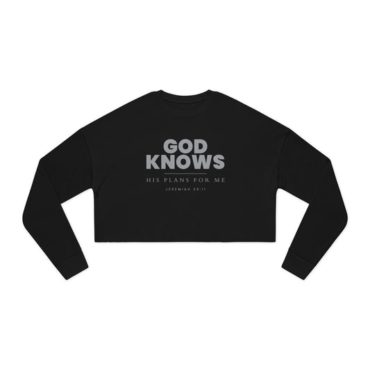 God Knows Cropped Sweatshirt - Jeremiah 29:11 Faith Graphic | Pure Print Edition
