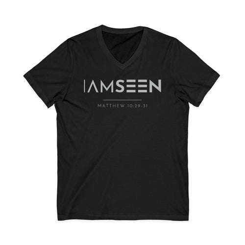 I Am Seen V-Neck Tee - Matthew 10:29-31 Faith Graphic Tee | Pure Print Edition