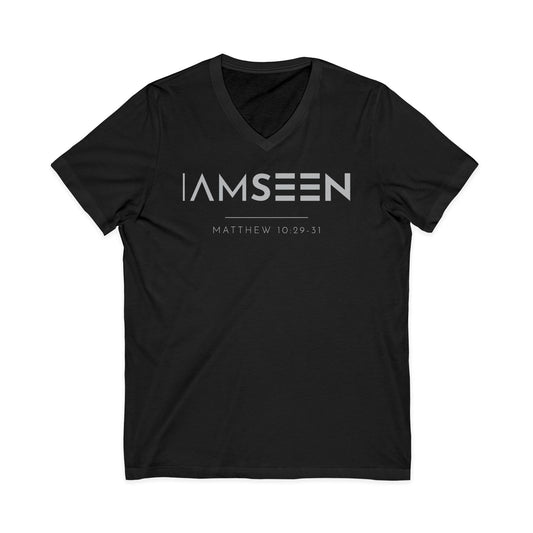 I Am Seen V-Neck Tee - Matthew 10:29-31 Faith Graphic Tee | Pure Print Edition