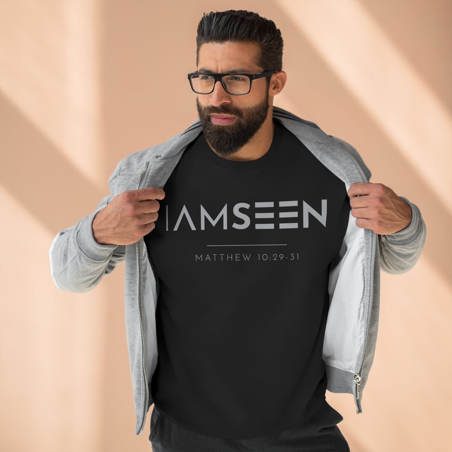 I Am Seen Crewneck Sweatshirt - Matthew 10:29-31 Christian Fleece | Pure Print Edition