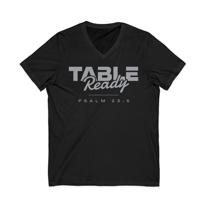 Table Ready V-Neck Tee - Psalm 23:5 Faith Graphic Tee | Pure Print Edition