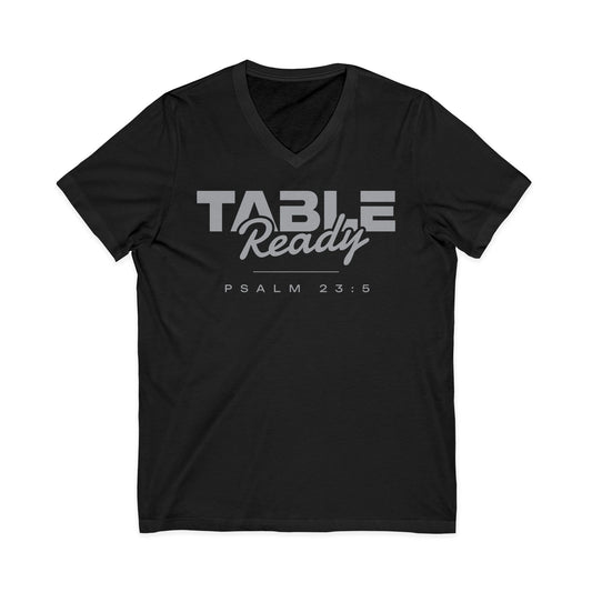 Table Ready V-Neck Tee - Psalm 23:5 Faith Graphic Tee | Pure Print Edition