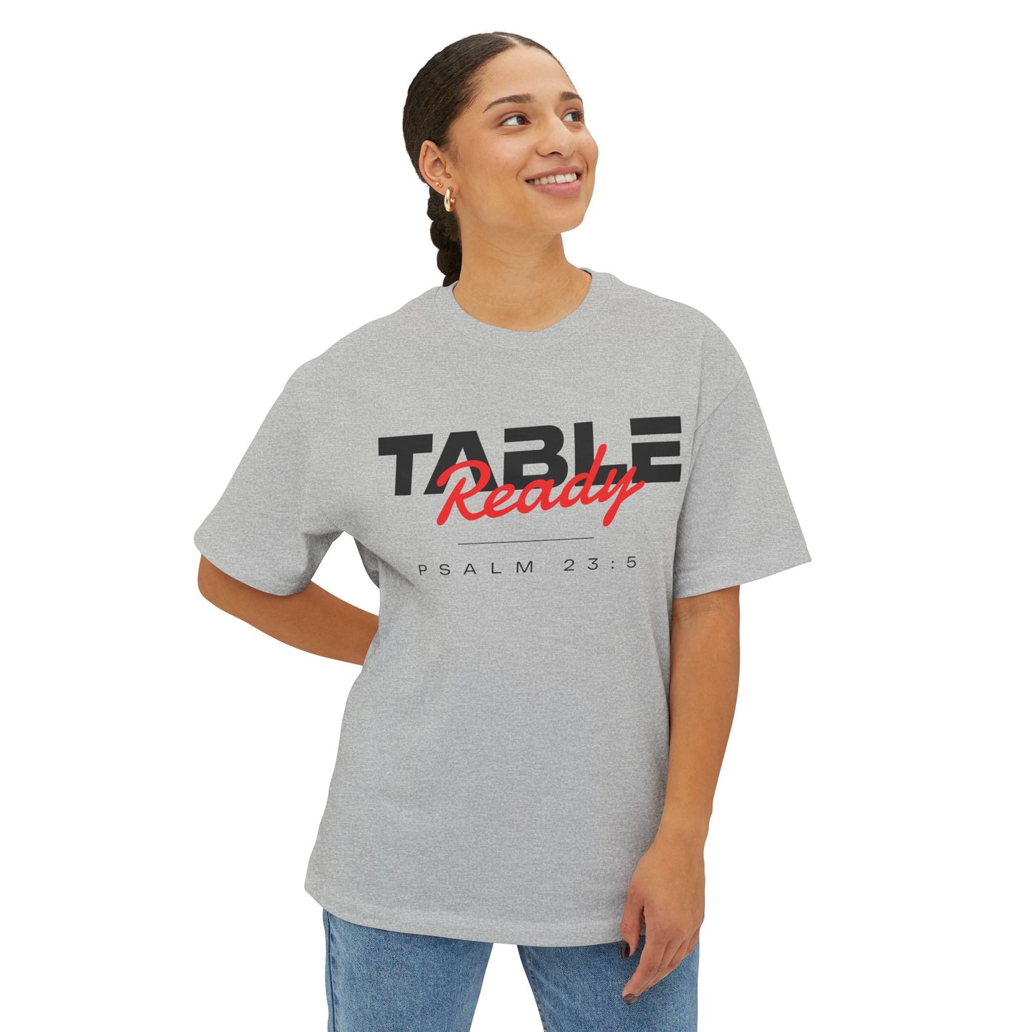 Table Ready Oversized Tee - Psalm 23:5 Faith Graphic Tee | Oversized Edition