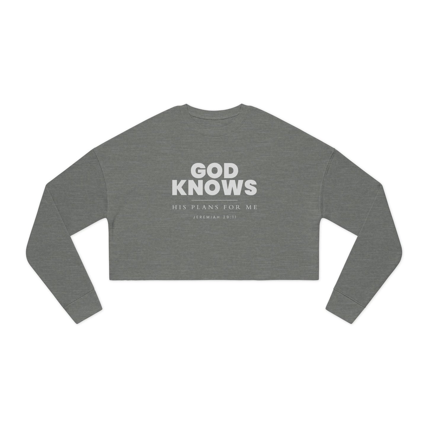 God Knows Cropped Sweatshirt - Jeremiah 29:11 Faith Graphic | Pure Print Edition
