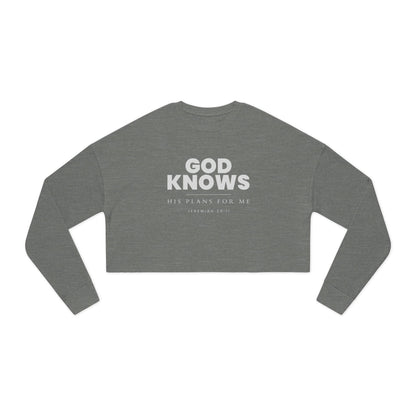 God Knows Cropped Sweatshirt - Jeremiah 29:11 Faith Graphic | Pure Print Edition