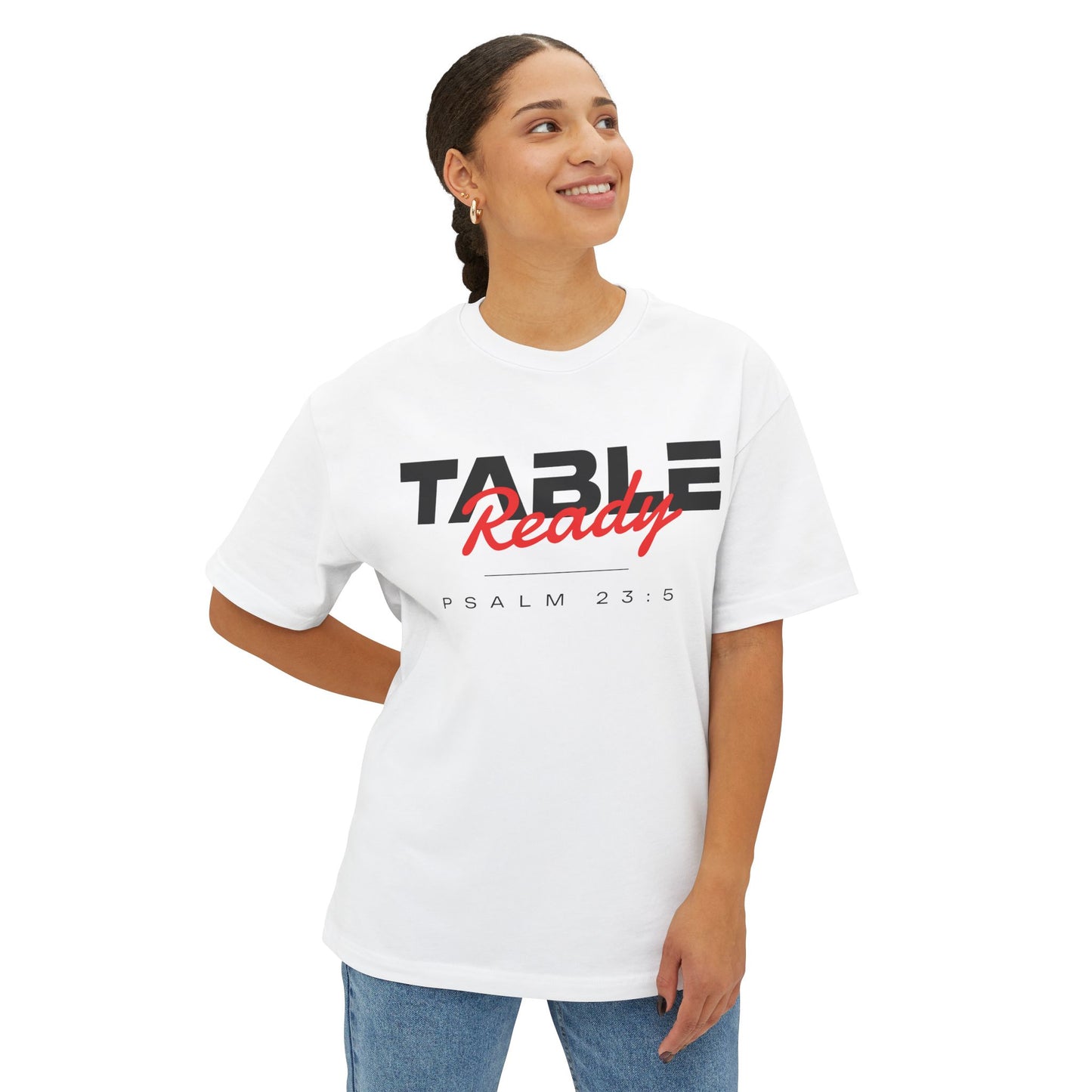 Table Ready Oversized Tee - Psalm 23:5 Faith Graphic Tee | Oversized Edition