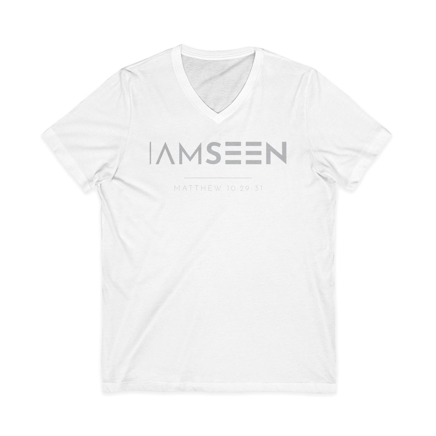 I Am Seen V-Neck Tee - Matthew 10:29-31 Faith Graphic Tee | Pure Print Edition
