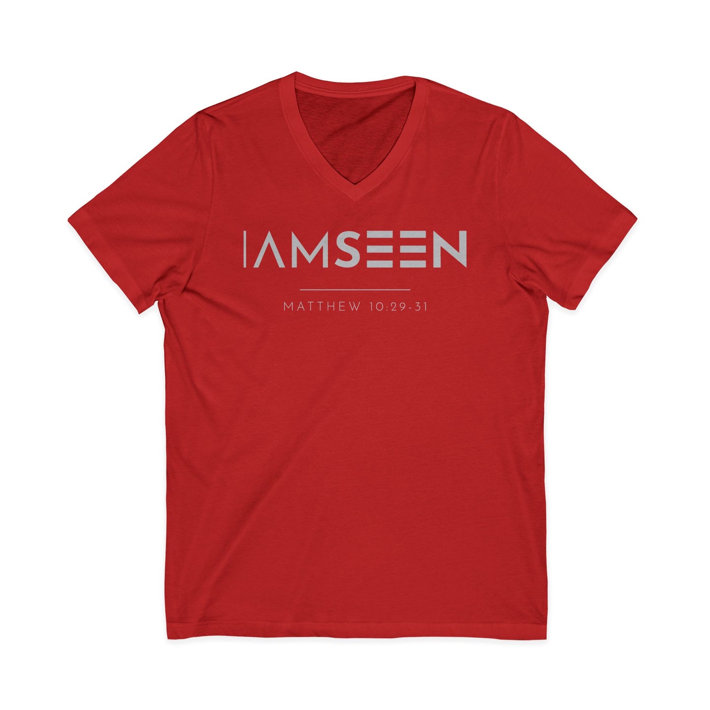 I Am Seen V-Neck Tee - Matthew 10:29-31 Faith Graphic Tee | Pure Print Edition