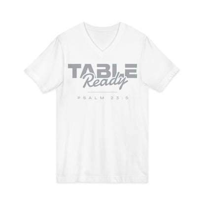 Table Ready V-Neck Tee - Psalm 23:5 Faith Graphic Tee | Pure Print Edition