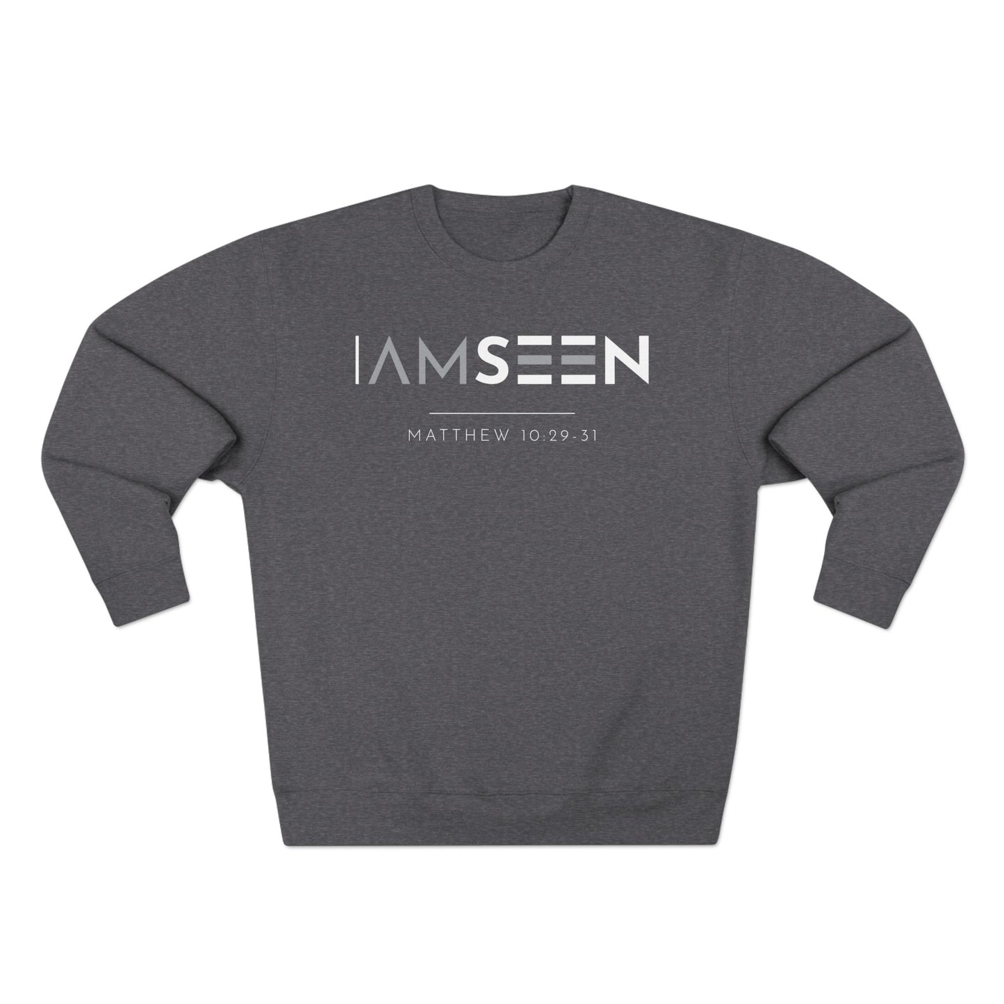 I Am Seen Crewneck Sweatshirt - Matthew 10:29-31 Christian Fleece | Contrast Edition