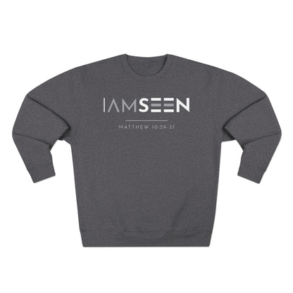 I Am Seen Crewneck Sweatshirt - Matthew 10:29-31 Christian Fleece | Contrast Edition