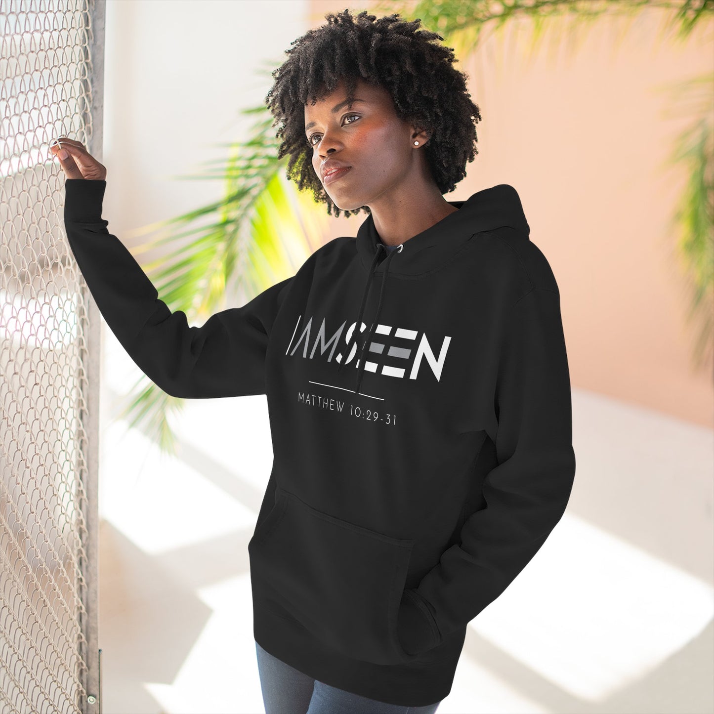I Am Seen Pullover Hoodie - Matthew 10:29-31 Christian Sweatshirt | Contrast Edition
