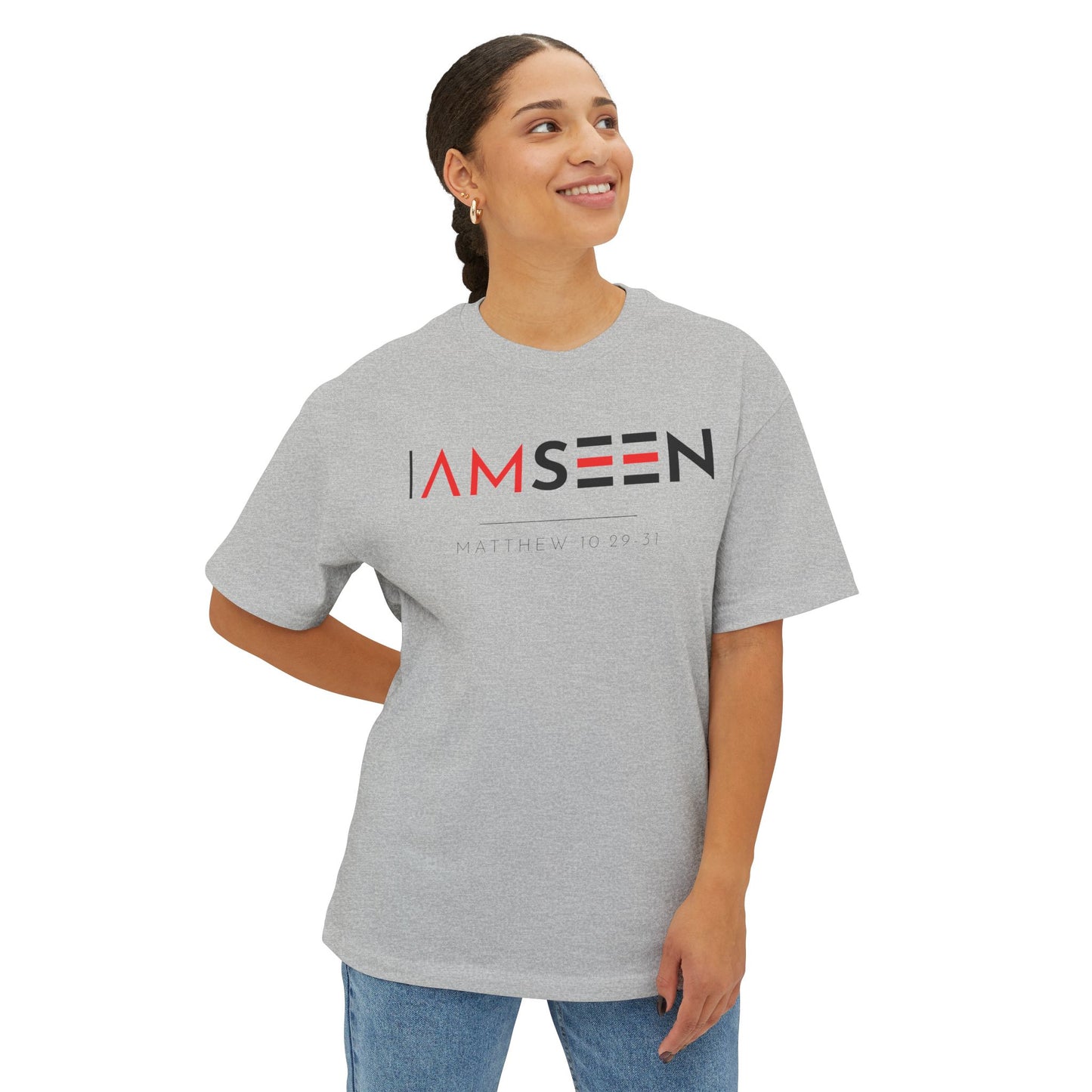 I Am Seen Oversized Tee - Matthew 10:29-31 Faith Graphic Tee | Oversized Edition