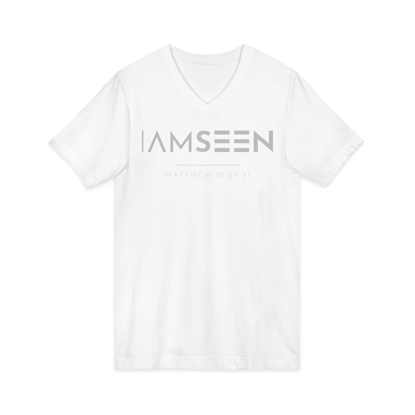 I Am Seen V-Neck Tee - Matthew 10:29-31 Faith Graphic Tee | Pure Print Edition