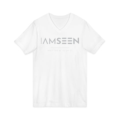 I Am Seen V-Neck Tee - Matthew 10:29-31 Faith Graphic Tee | Pure Print Edition