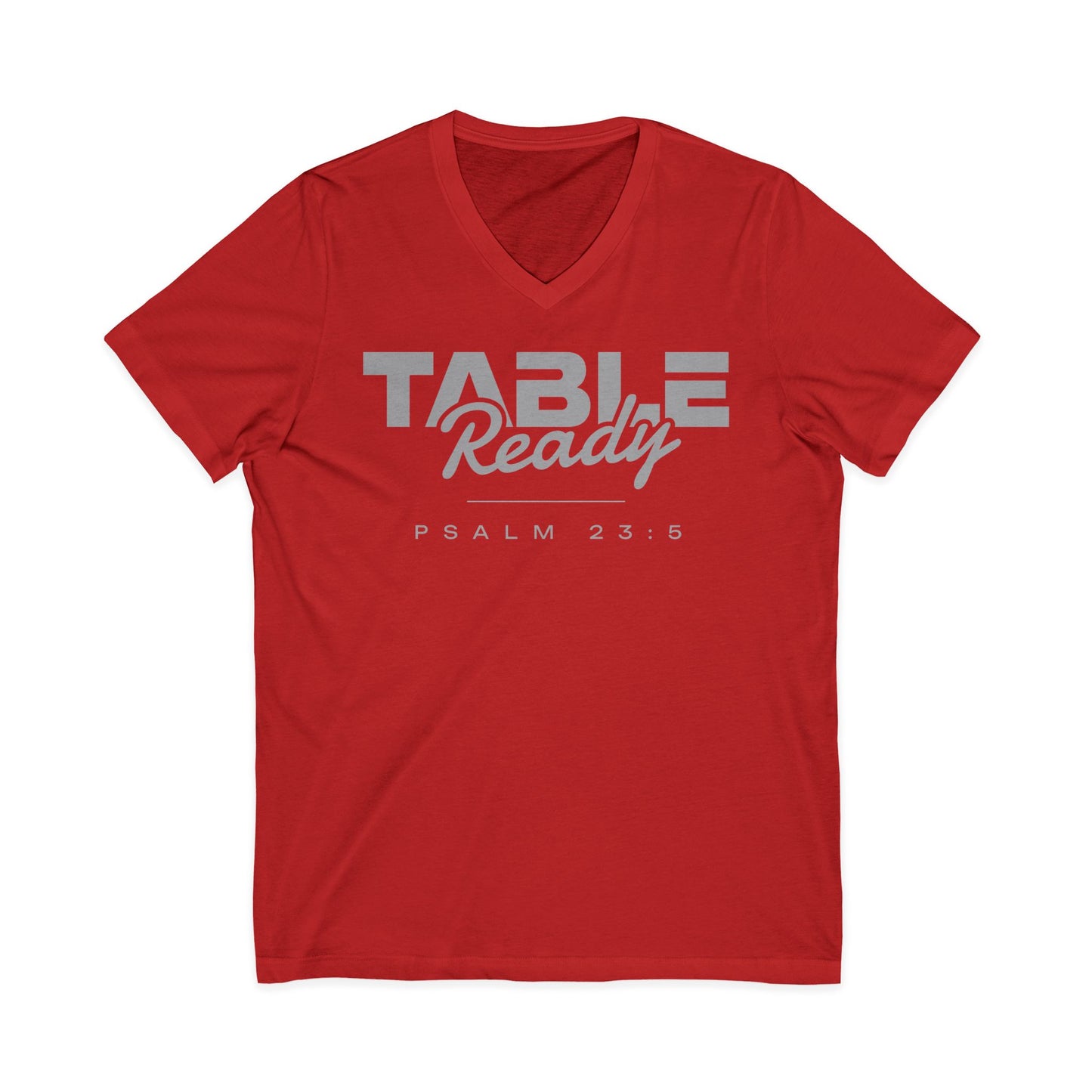 Table Ready V-Neck Tee - Psalm 23:5 Faith Graphic Tee | Pure Print Edition
