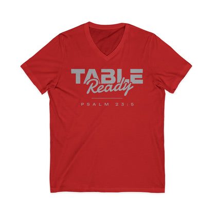 Table Ready V-Neck Tee - Psalm 23:5 Faith Graphic Tee | Pure Print Edition
