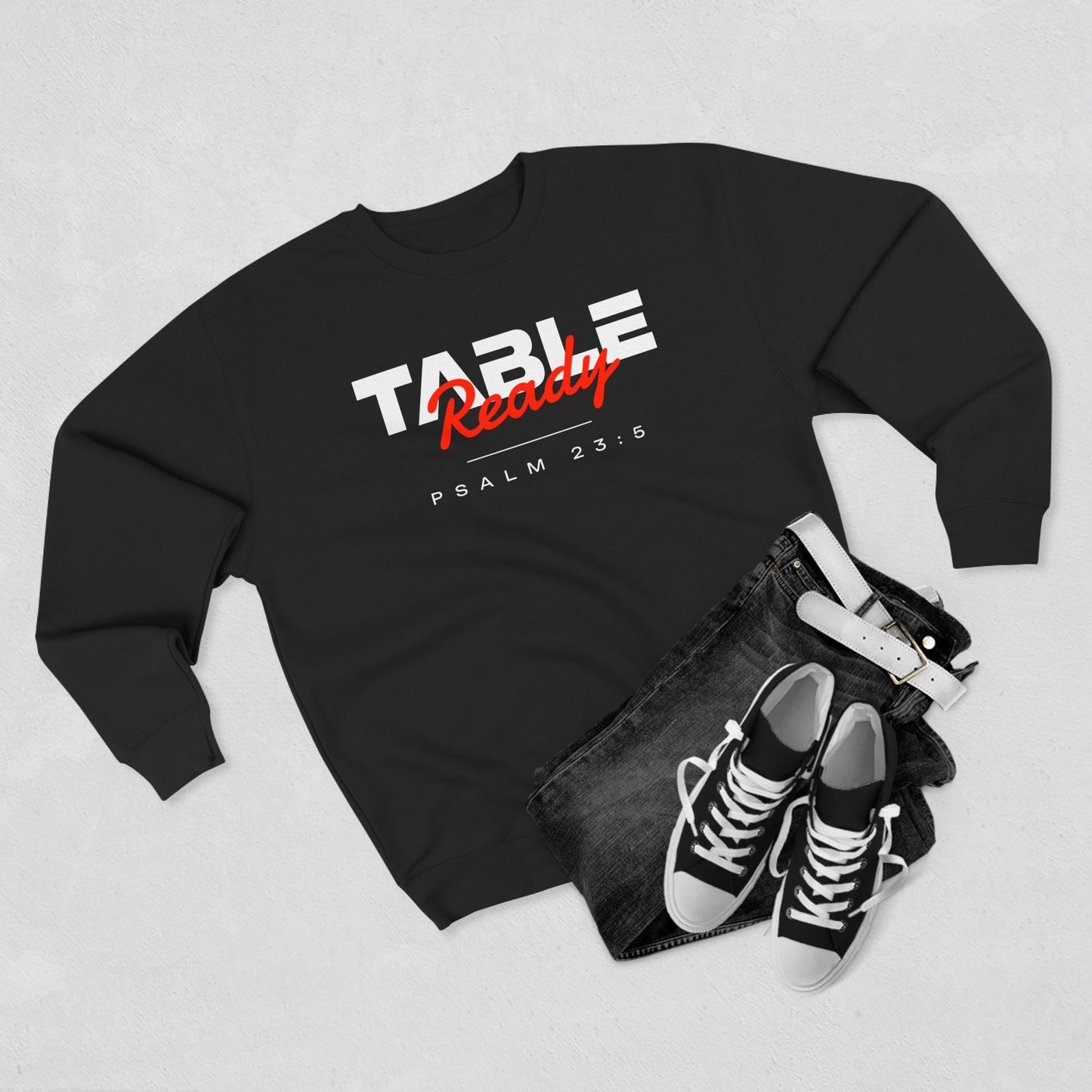 Table Ready Crewneck Sweatshirt - Psalm 23:5 Christian Fleece