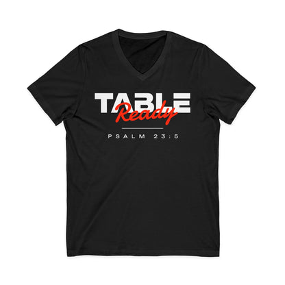 Table Ready V-Neck Tee - Psalm 23:5 Faith Graphic Tee