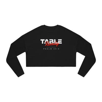 Table Ready Cropped Sweatshirt - Psalm 23:5 Faith Graphic