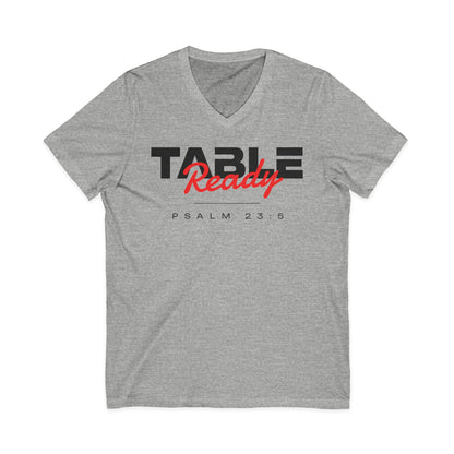 Table Ready V-Neck Tee - Psalm 23:5 Faith Graphic Tee